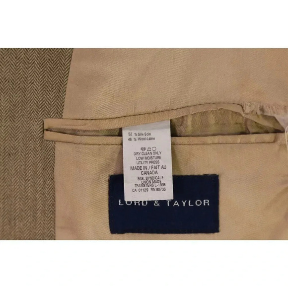 Lauren Ralph Lauren Gold Herringbone Wool-Silk 2-Btn Sportcoat Blazer 42L - Picture 8 of 8